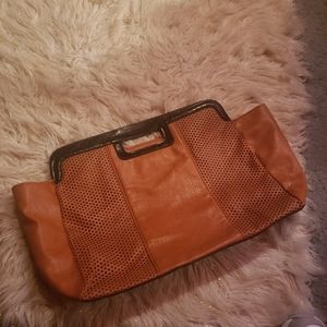 Camel colored clutch